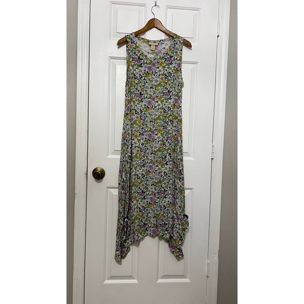 Water Lily Floral Sleeveless Midi Dress Butter Yellow Purple Mens M